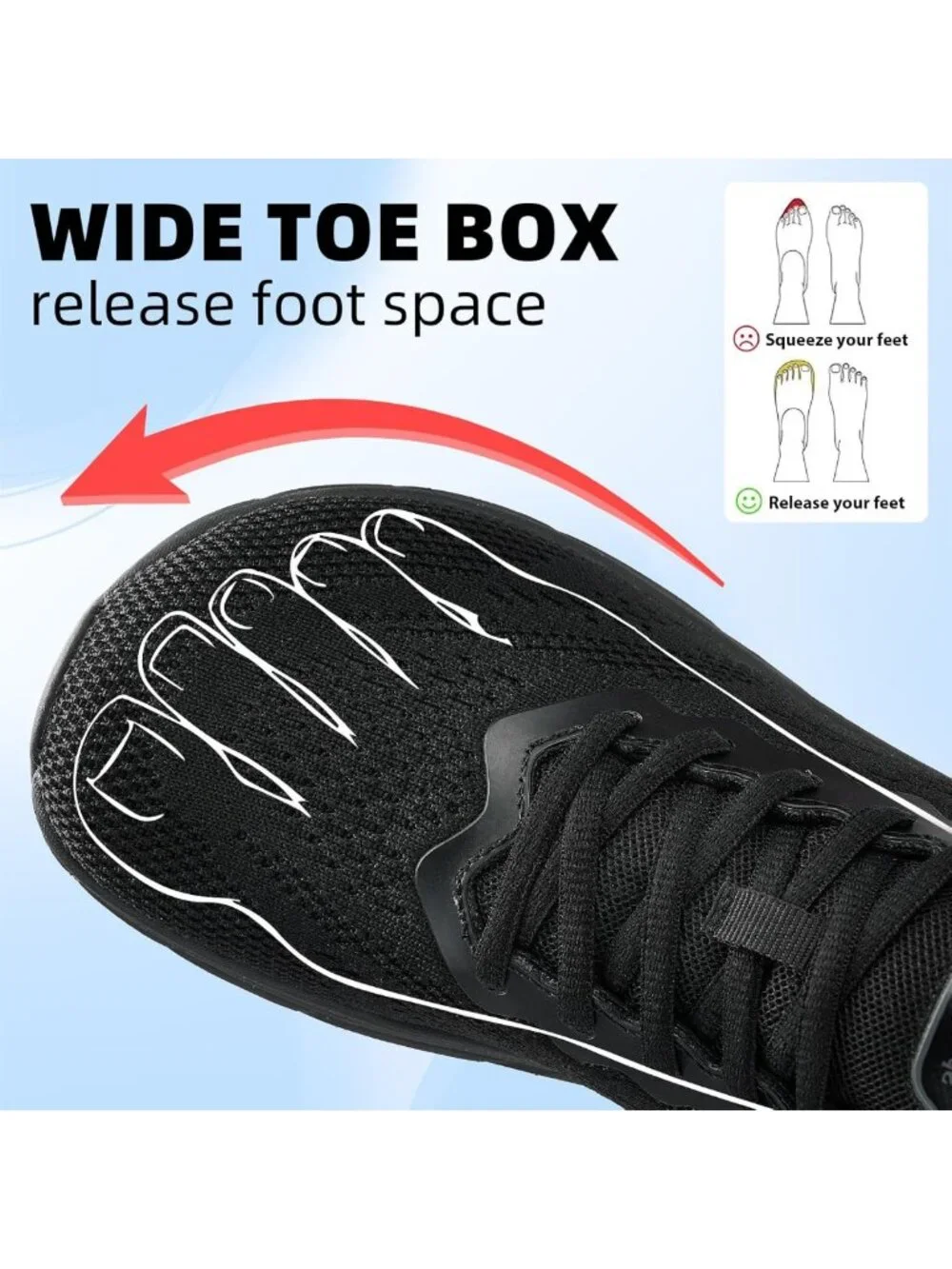 Comfortable Wide Toe Box Sneakers for Men - Cushioned Non-Slip Athletic Shoes